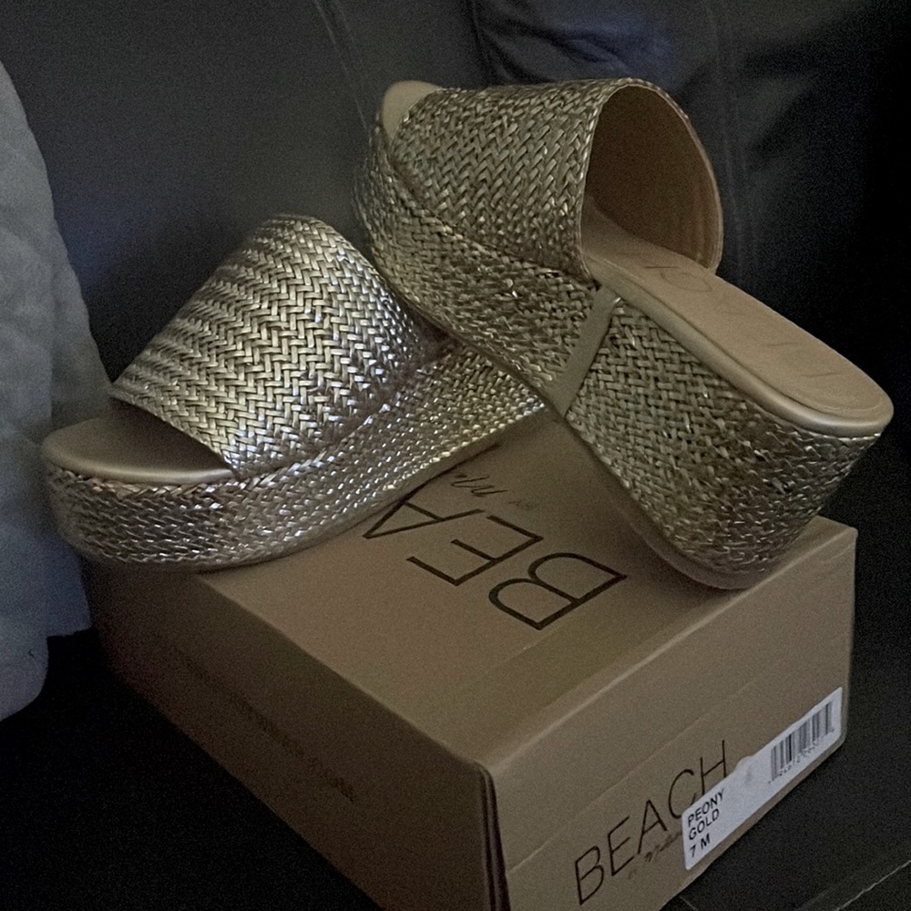 BEACH By Matisse Gold platform sandals $35